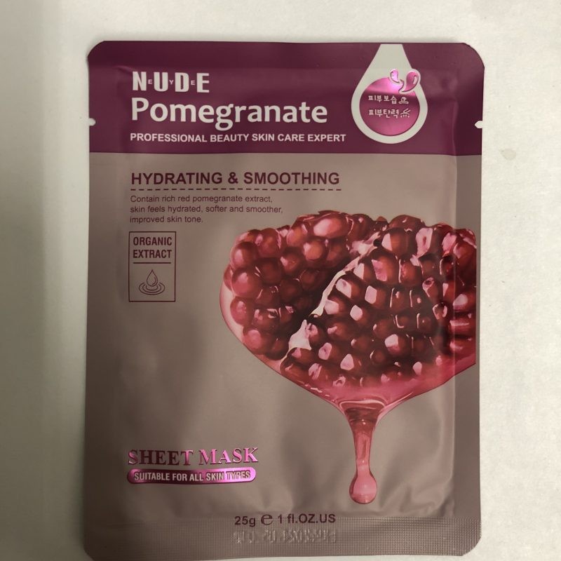 POMEGRANATE, sheet mask, NUDE NEW, 25g