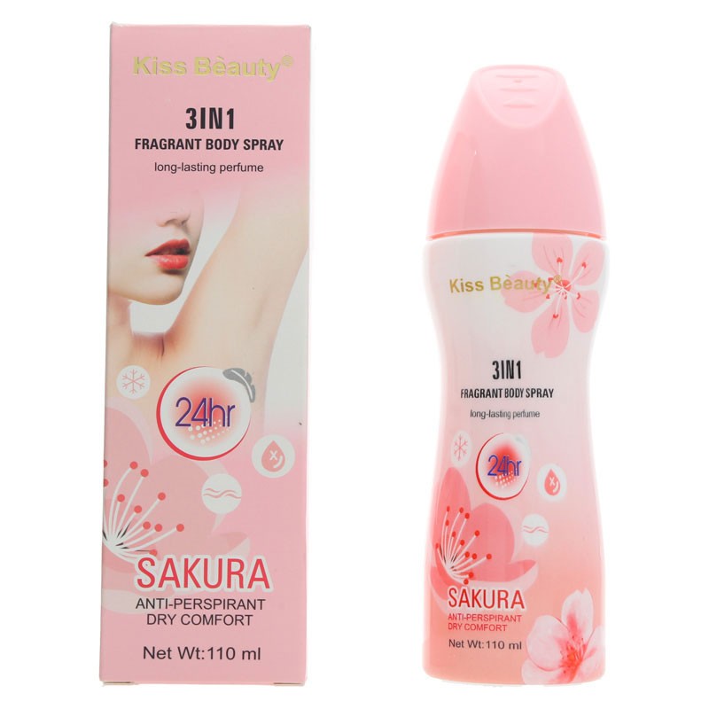 SAKURA, fragant body spray, 3 in 1, KISS BEAUTY