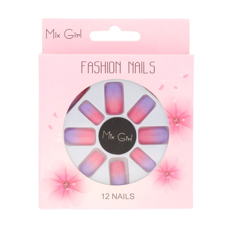 Fashion nails, MIX GIRL, 12 nails bifuminada