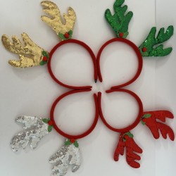 DIADEMA RENO de NAVIDAD con LENTEJUELAS, surtidos