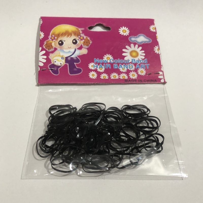 Liga para cabello de latex, NEW COLOUR, NEGRO con 90 pz