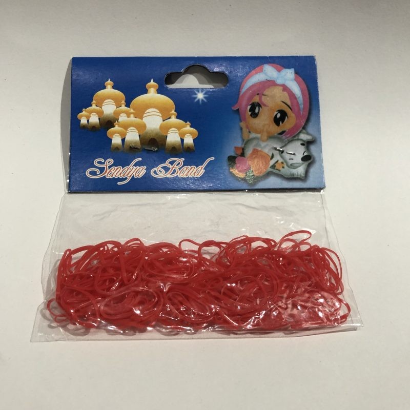 Liga de latex en bolsa con 150 pz, color rojo