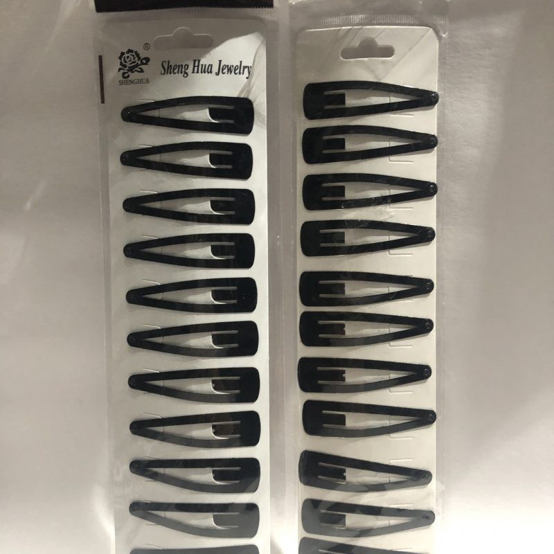 TIRA de 12 CUCAS para cabello, color negro, 5.5cm