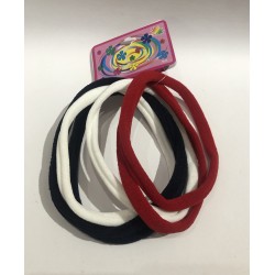 Carton de 6 LIGAS para cabello de LICRA JUMBO, colores escolar, 14 cm