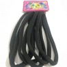 Carton de 6 LIGAS de LICRA para cabello, EXTRA JUMBO, negra, 11 cm