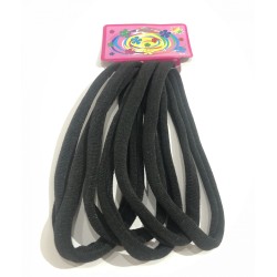 Carton de 6 LIGAS de LICRA para cabello, EXTRA JUMBO, negra, 11 cm