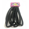 Carton de 6 LIGAS de LICRA para cabello, EXTRA JUMBO, negra, 11 cm