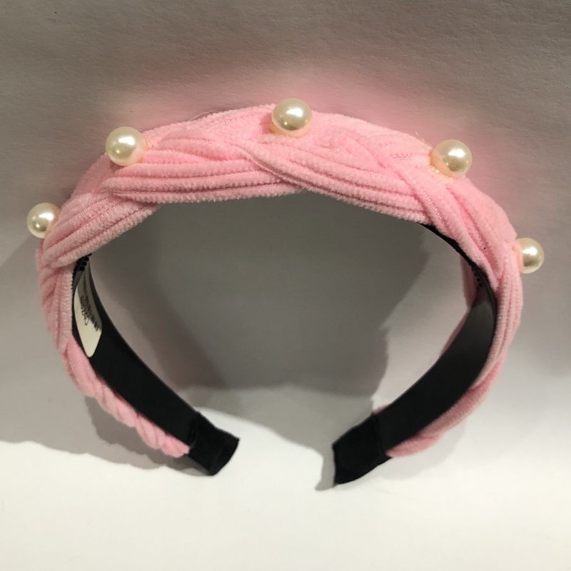 Diadema textil, trenzada con perlas, colores surtidos