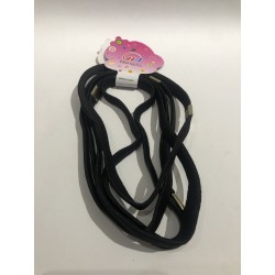 Carton de 5 LIGAS, BANDA para cabello con grapa, color negro