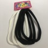 Liga de licra para cabello en carton con 6pz JUMBO, Blanco y negro
