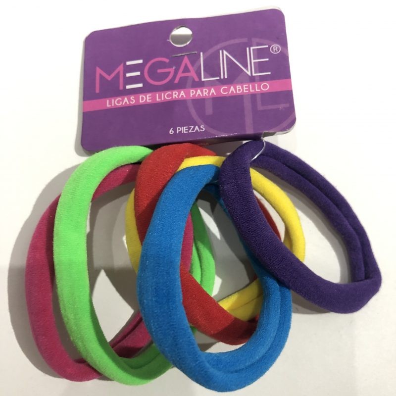 Set de 6 LIGAS de LICRA, MEGALINE, fiesta, 5.5 cm