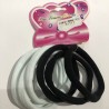Liga de licra para cabello Jumbo, Set de 6 pz, Blanco y Negro