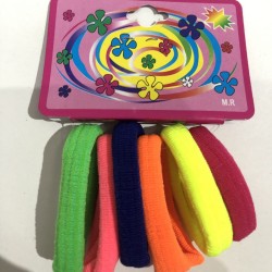 Carton de 6 LIGAS de LICRA para cabello, mediana, colores fosfo, 5 cm