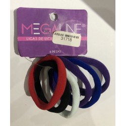 Set de 6 LIGAS de LICRA para cabello MEGALINE, clasicos, 5.5cm