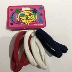 Carton de 6 LIGAS de LICRA para cabello, grande, colores escolar, combinado