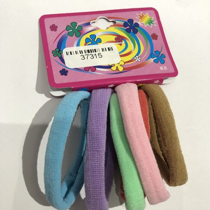 Carton de 6 LIGAS de LICRA para cabello, colores pastel, 6 cm