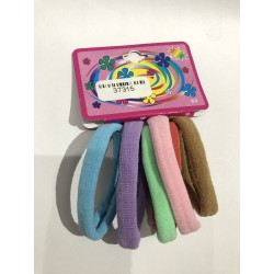 Carton de 6 LIGAS de LICRA para cabello, colores pastel, 6 cm